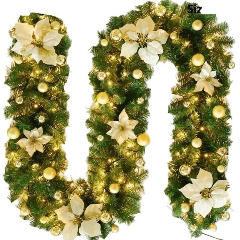Christmas Garland Rattan Design Warm White LED Battery-Powered 8.9 Ft
