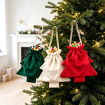 Christmas Gift Bag Tree Shape Durable Fabric Drawstring Closure