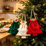 Christmas Gift Bag Tree Shape Durable Fabric Drawstring Closure