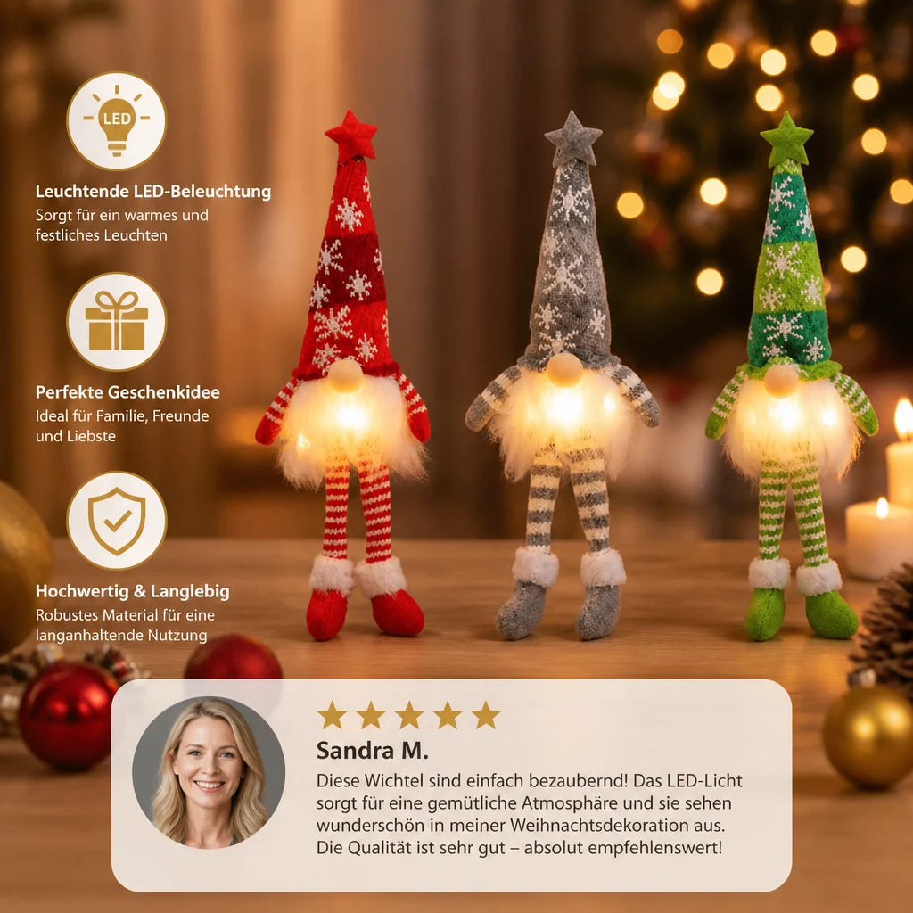 Christmas Gnome Decoration LED Light-Up Festive Accent