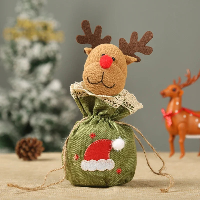 Christmas Gnome Figurine Plush Face & Gift Sack