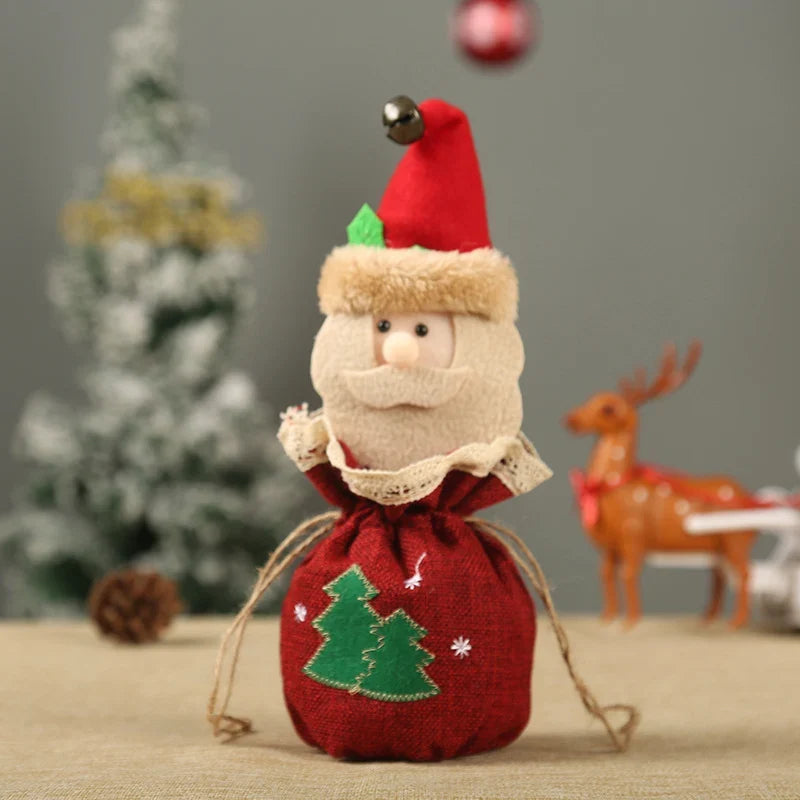 Christmas Gnome Figurine Plush Face & Gift Sack
