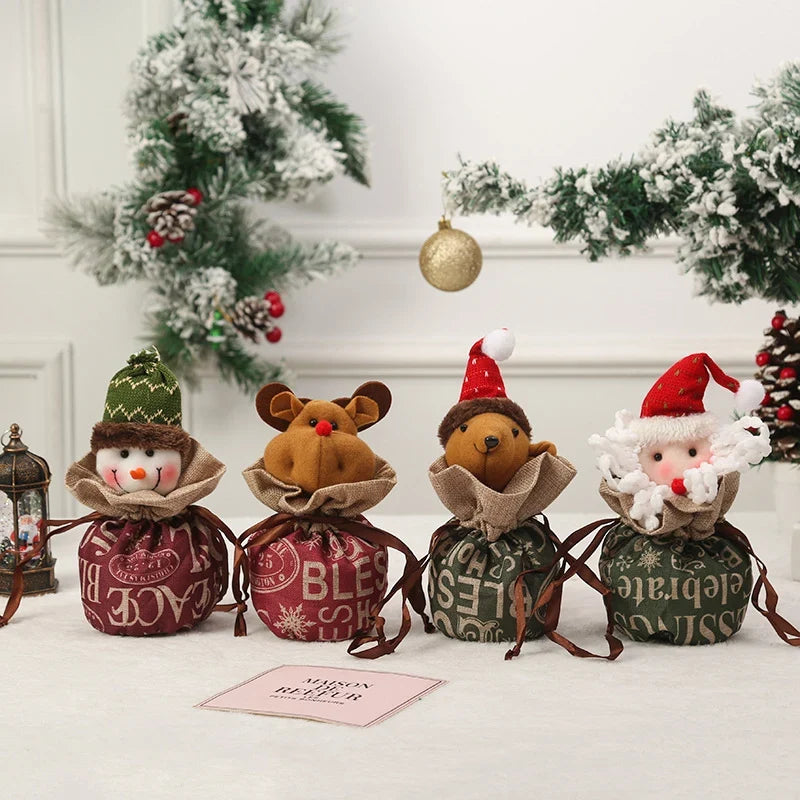 Christmas Gnome Figurine Plush Face & Gift Sack