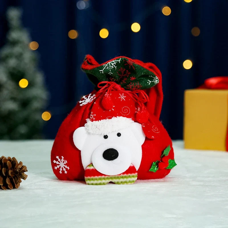 Christmas Gnome Figurine Plush Face & Gift Sack