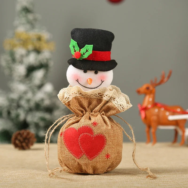 Christmas Gnome Figurine Plush Face & Gift Sack