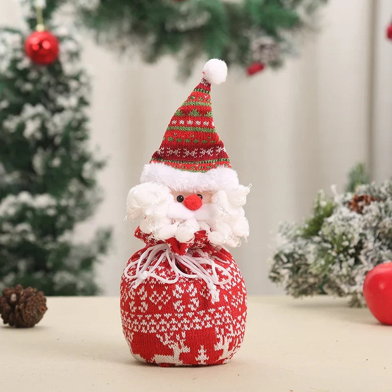 Christmas Gnome Figurine Plush Face & Gift Sack