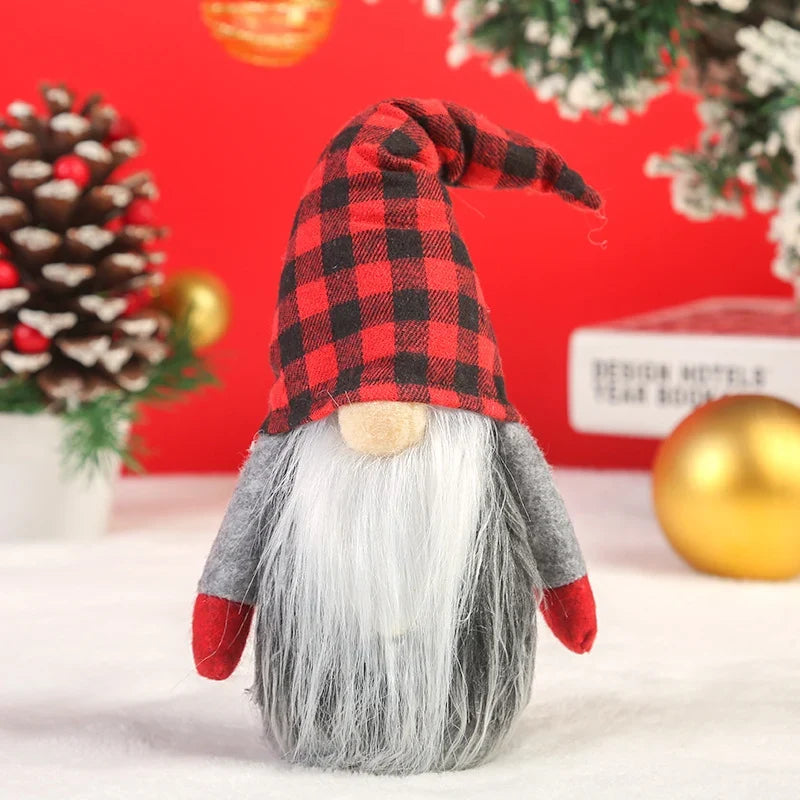 Christmas Gnome Plush Red Checkered Hat