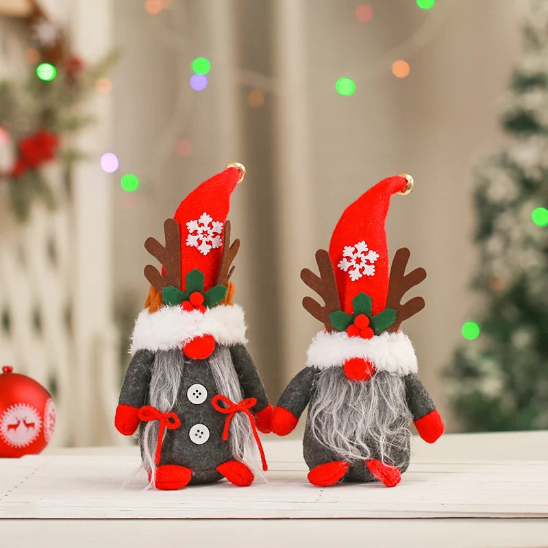 Christmas Gnome Santa Hat & Reindeer Antlers Faux Fur Collar