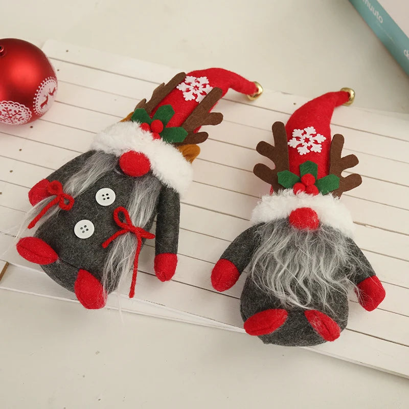 Christmas Gnome Santa Hat & Reindeer Antlers Faux Fur Collar