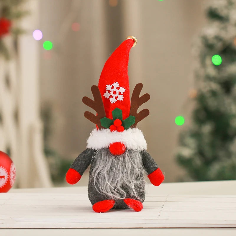 Christmas Gnome Santa Hat & Reindeer Antlers Faux Fur Collar