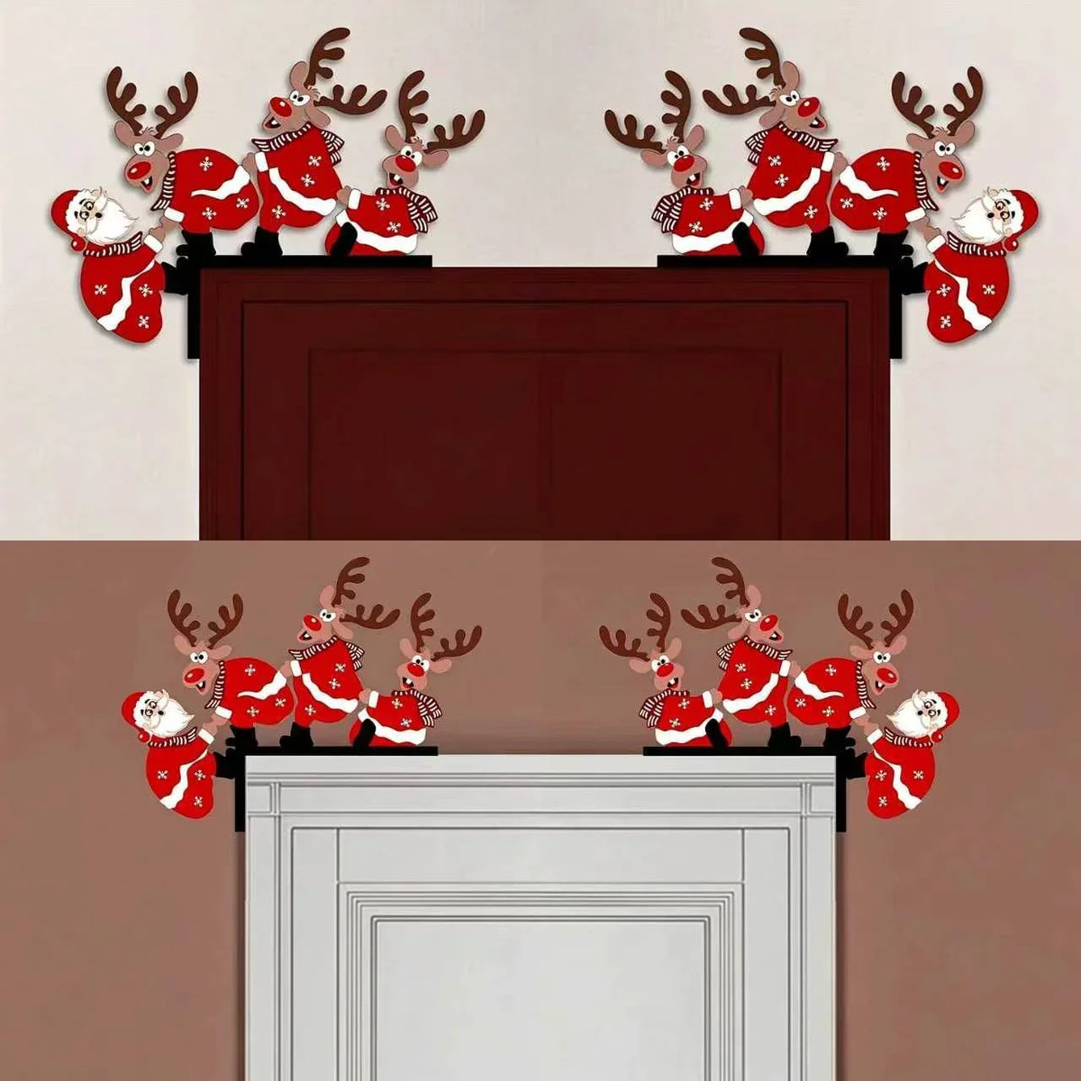 Christmas Hanging Decoration Santa & Reindeer Easy Hang