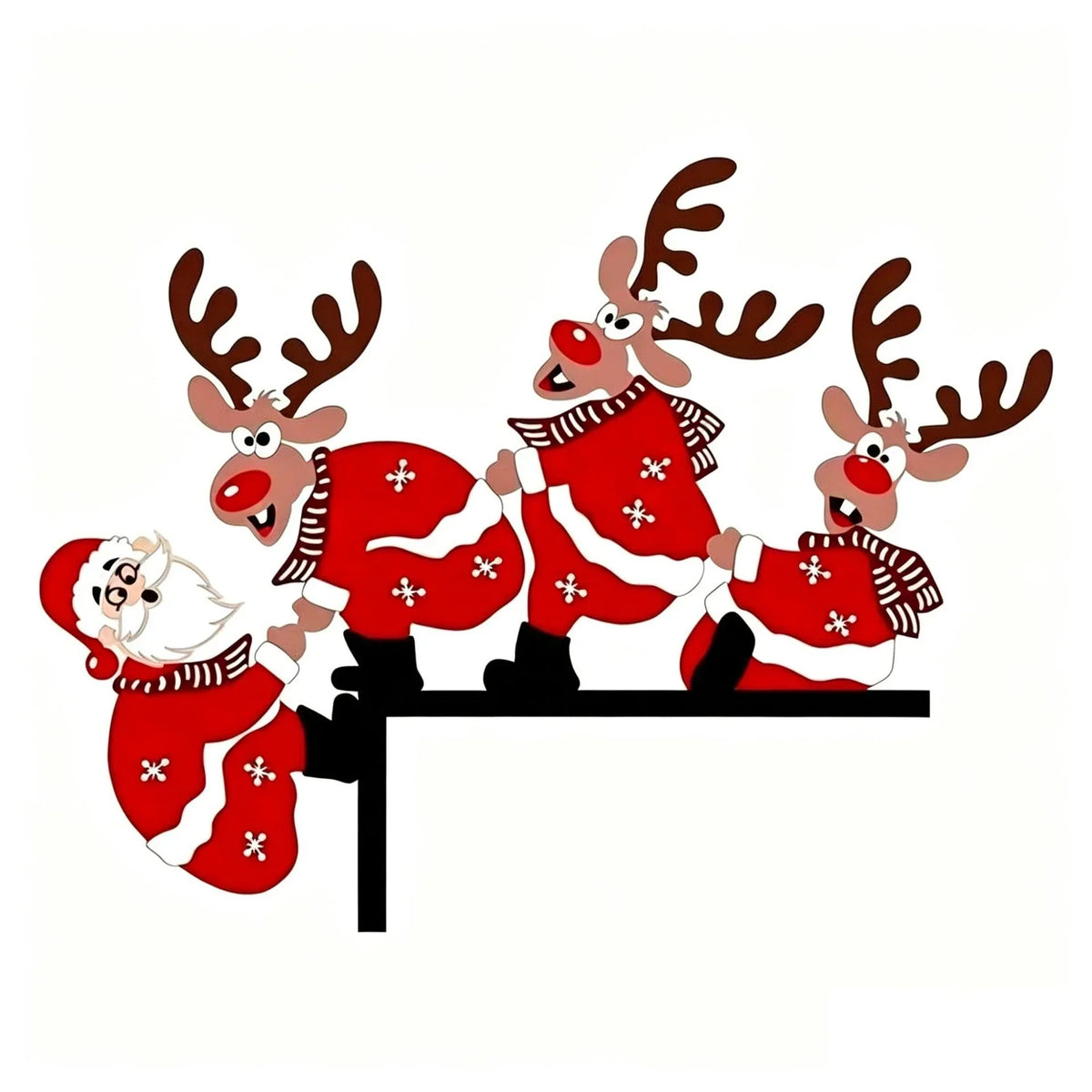 Christmas Hanging Decoration Santa & Reindeer Easy Hang