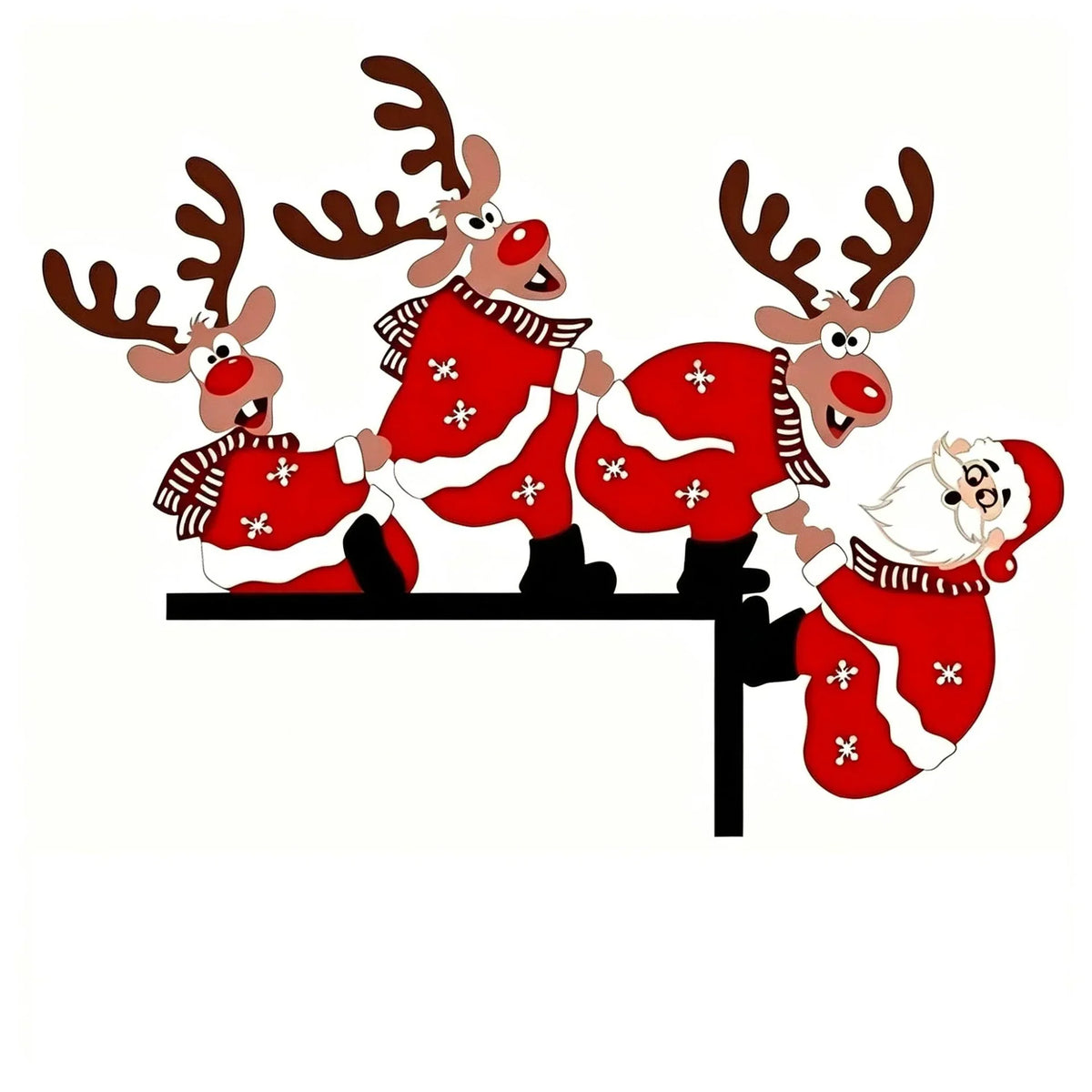 Christmas Hanging Decoration Santa & Reindeer Easy Hang