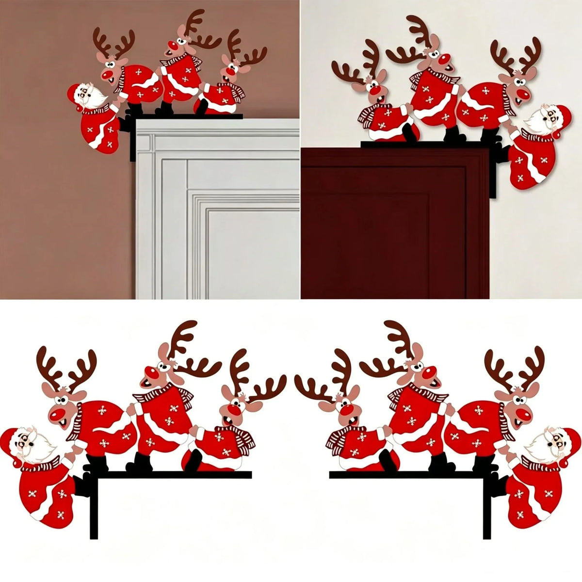 Christmas Hanging Decoration Santa & Reindeer Easy Hang