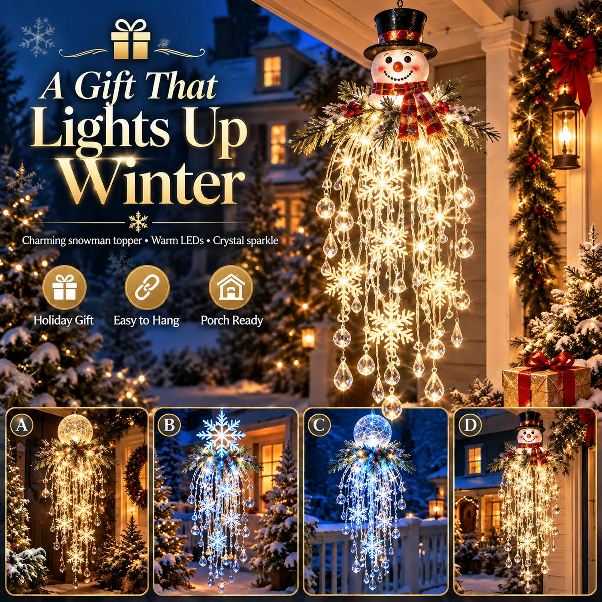 Christmas Hanging Light Cascading LED Snowflake Design