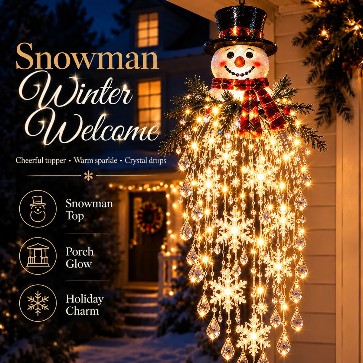 Christmas Hanging Light Cascading LED Snowflake Design