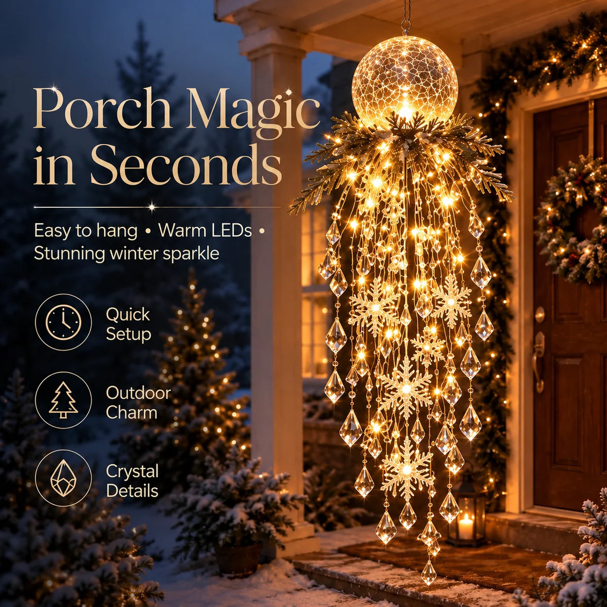 Christmas Hanging Light Cascading LED Snowflake Design