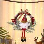 Christmas Hanging Wreath Santa & Holly Durable Easy Hang