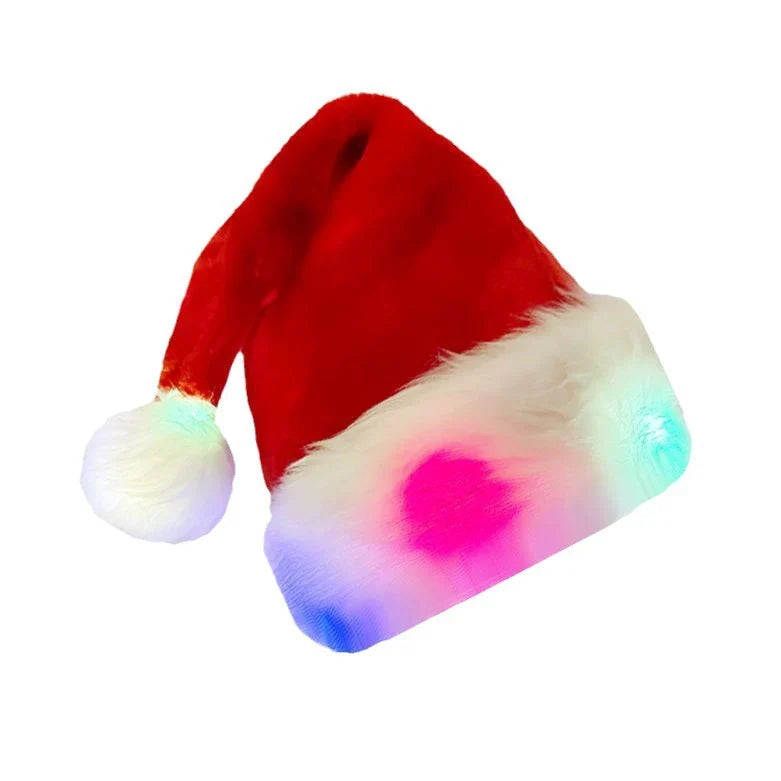 Christmas Hat Built-In LED Lights Soft Fleece