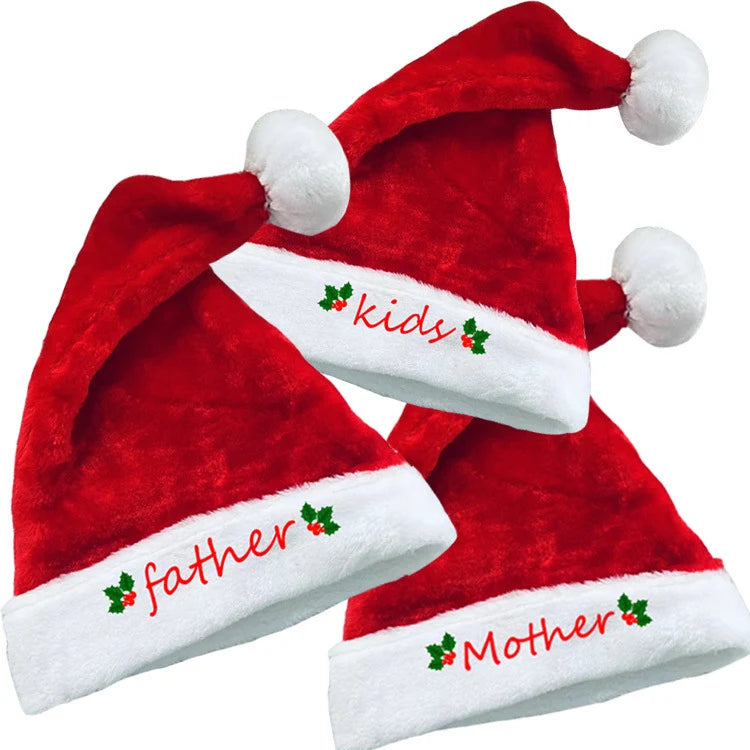 Christmas Hat Plush Embroidered One Size Fits All