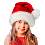 Christmas Hat Plush Faux Fur Trim One Size