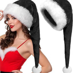 Christmas Hat Soft Fabric Plush Trim & Pom-Pom
