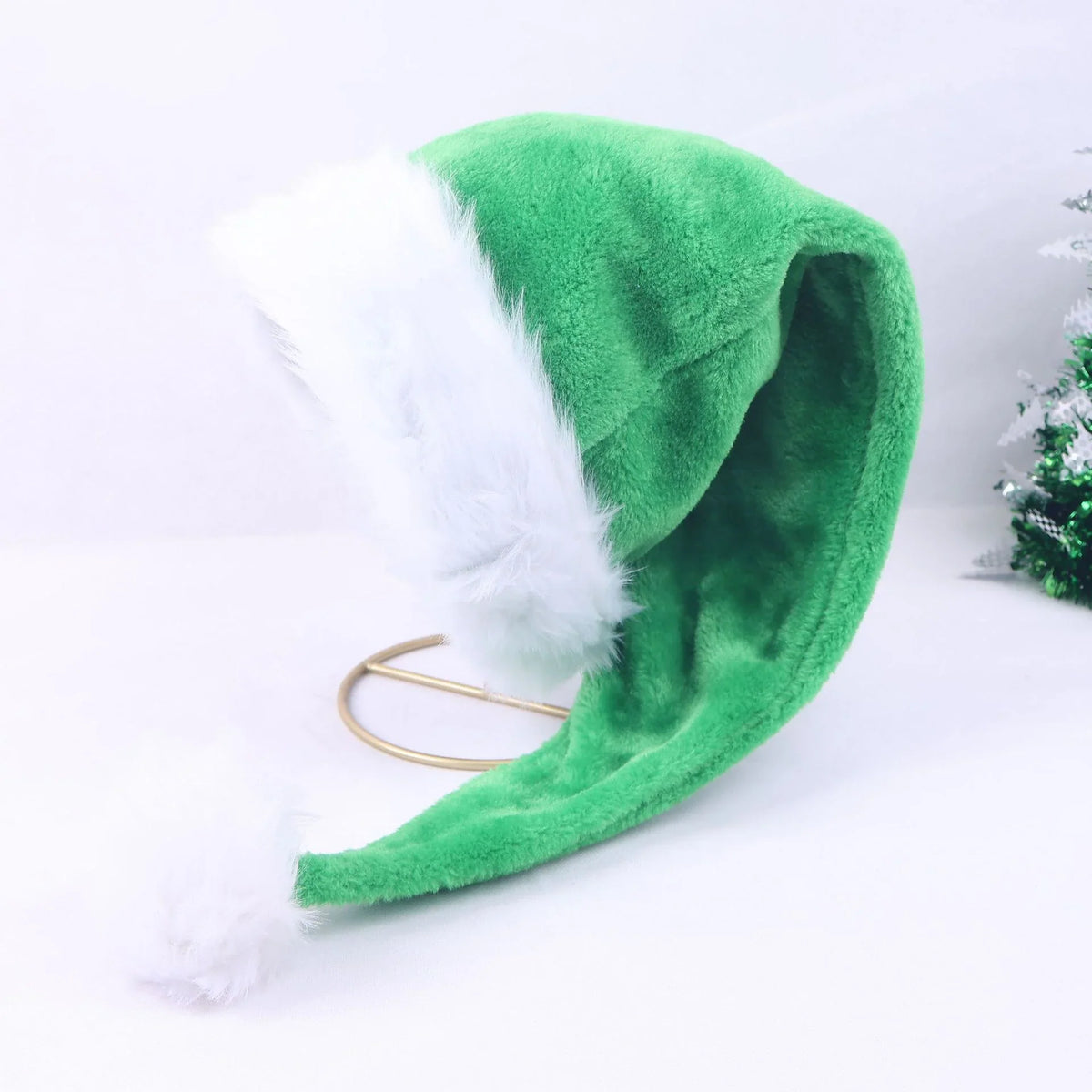 Christmas Hat Soft Fabric Plush Trim & Pom-Pom