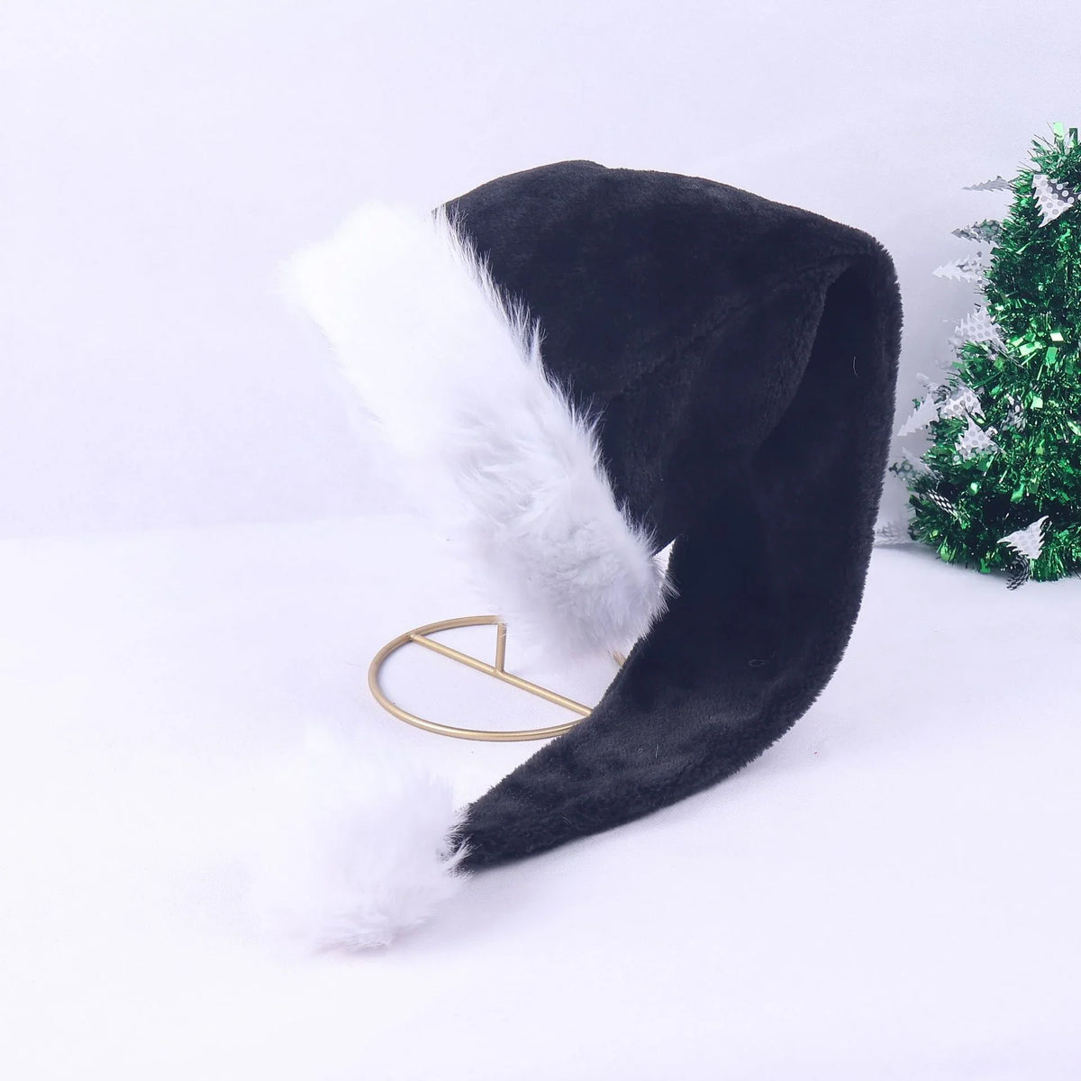 Christmas Hat Soft Fabric Plush Trim & Pom-Pom
