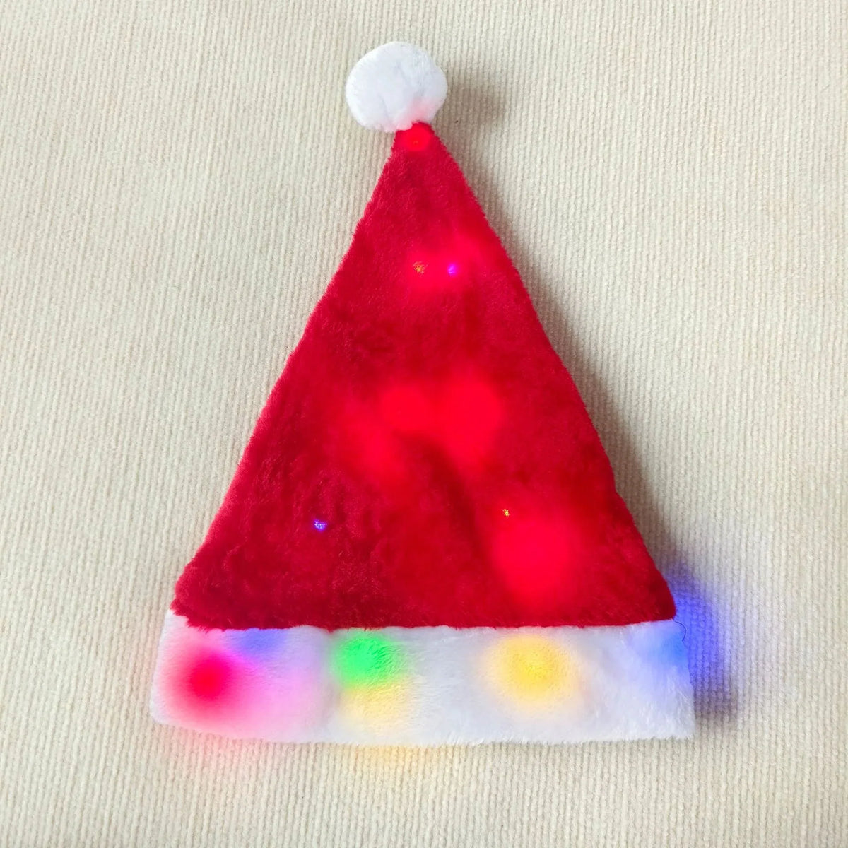 Christmas Hat Soft Fleece Integrated Lights One Size