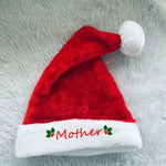 Christmas Hat Soft Plush Personalized Lettering One Size