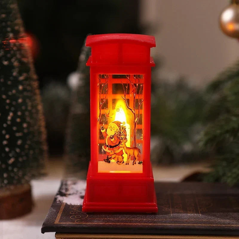 Christmas Lantern Animated Santa Motif Warm LED Battery Free