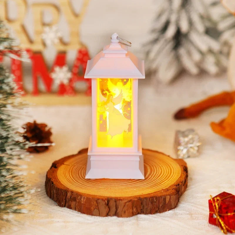 Christmas Lantern Animated Santa Motif Warm LED Battery Free