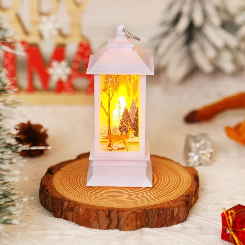 Christmas Lantern Animated Santa Motif Warm LED Battery Free
