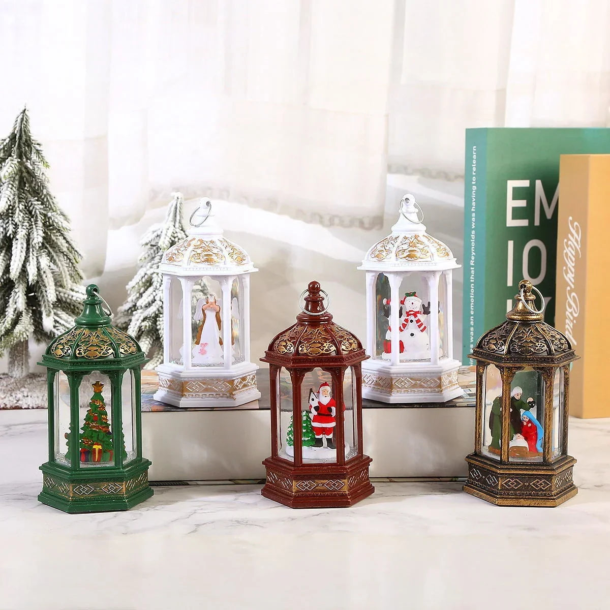 Christmas Lantern Animated Santa & Warm LED