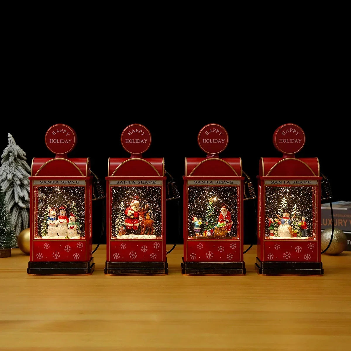 Christmas Lantern Animated Snowman Scene Integrated LED