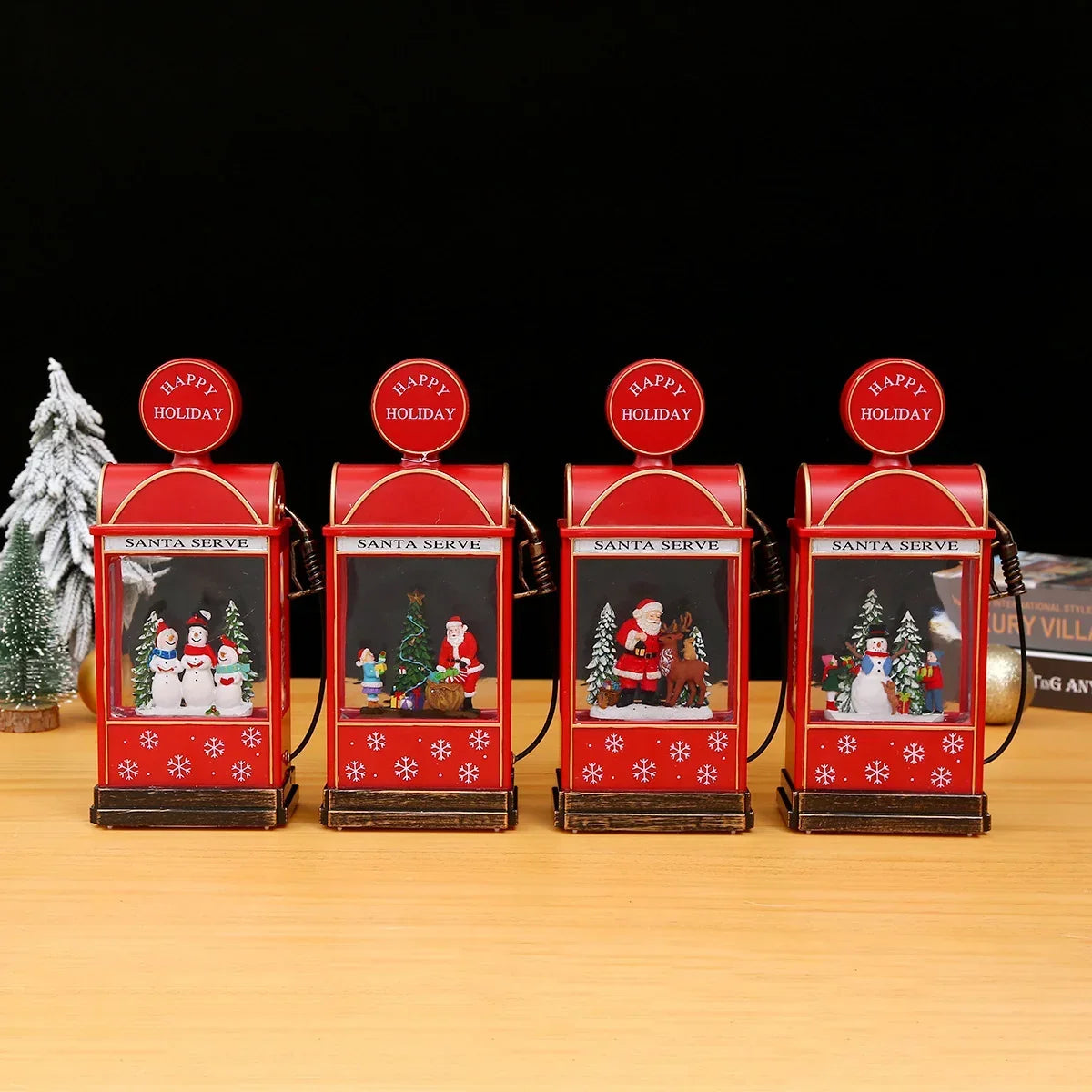 Christmas Lantern Animated Snowman Scene Integrated LED