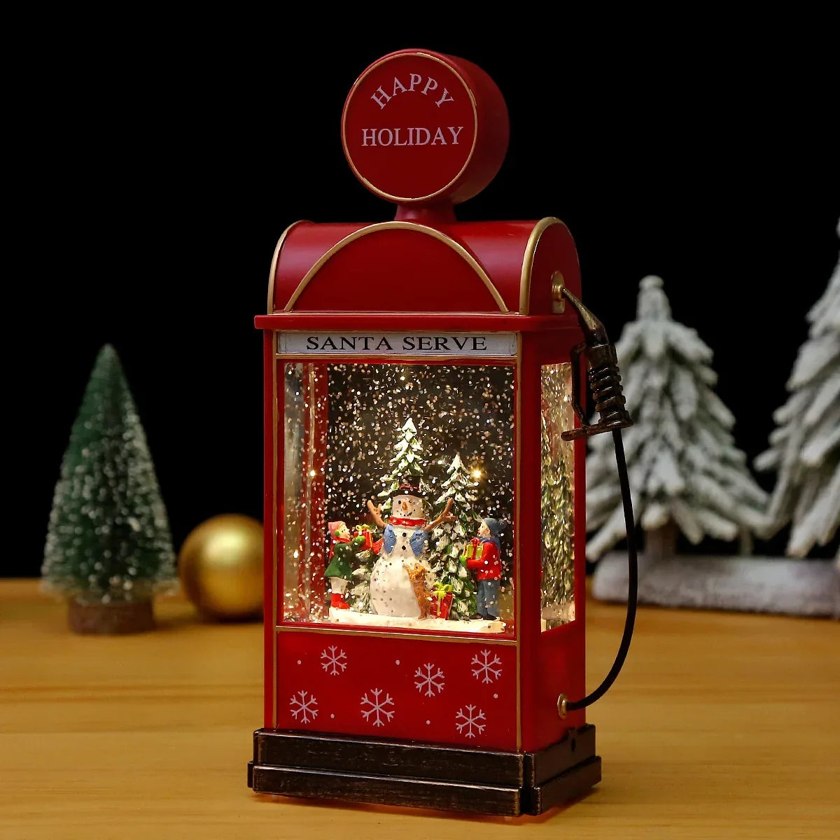 Christmas Lantern Animated Snowman Scene Integrated LED