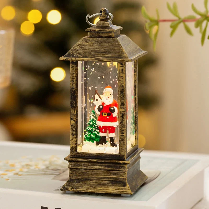 Christmas Lantern Battery-Operated Warm LED Glow & Snow Scene