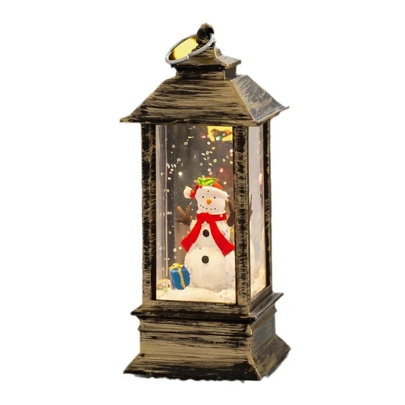 Christmas Lantern Battery-Operated Warm LED Glow & Snow Scene
