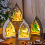 Christmas Lantern Built-In LED Santa Scene