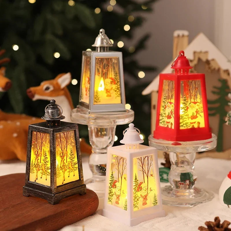 Christmas Lantern Built-In Warm White LED Winter Motifs