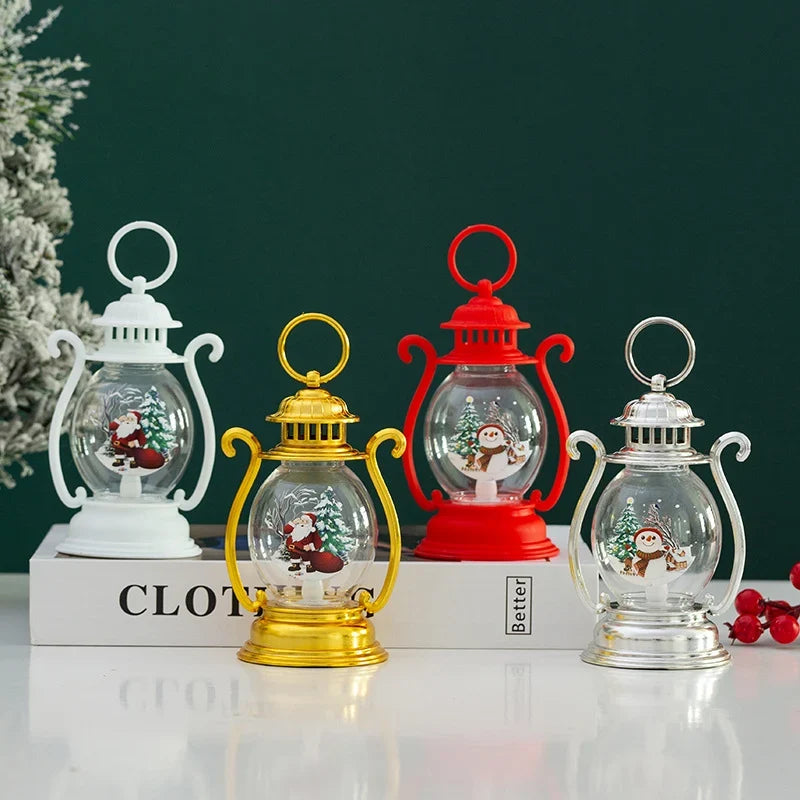 Christmas Lantern Glass & Metal Warm Light