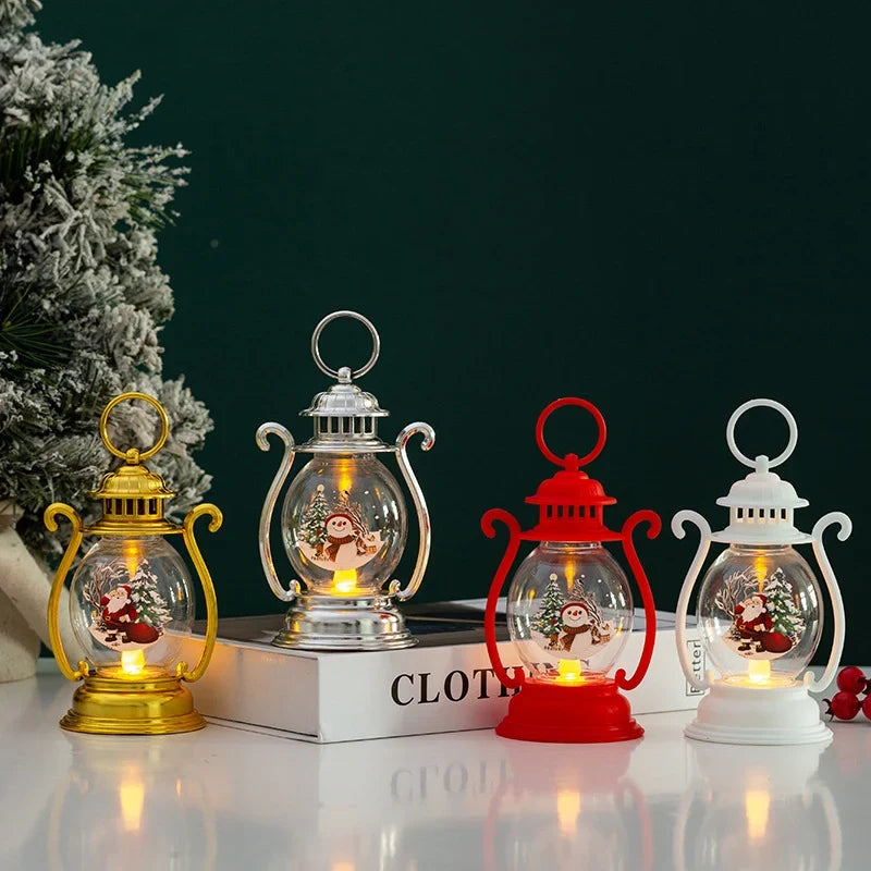 Christmas Lantern Glass & Metal Warm Light
