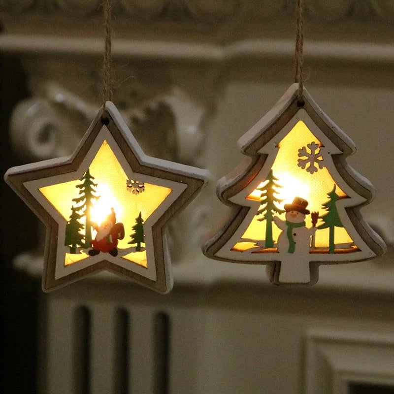 Christmas Lantern LED Soft-Glow Santa Scene