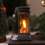 Christmas Lantern LED Warm Light Moving Santa Motif