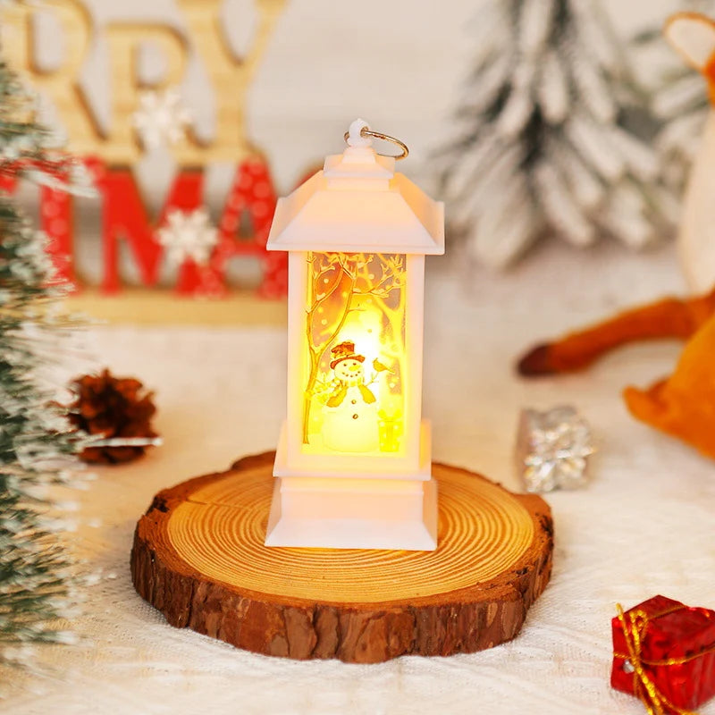 Christmas Lantern LED Warm Light Moving Santa Motif