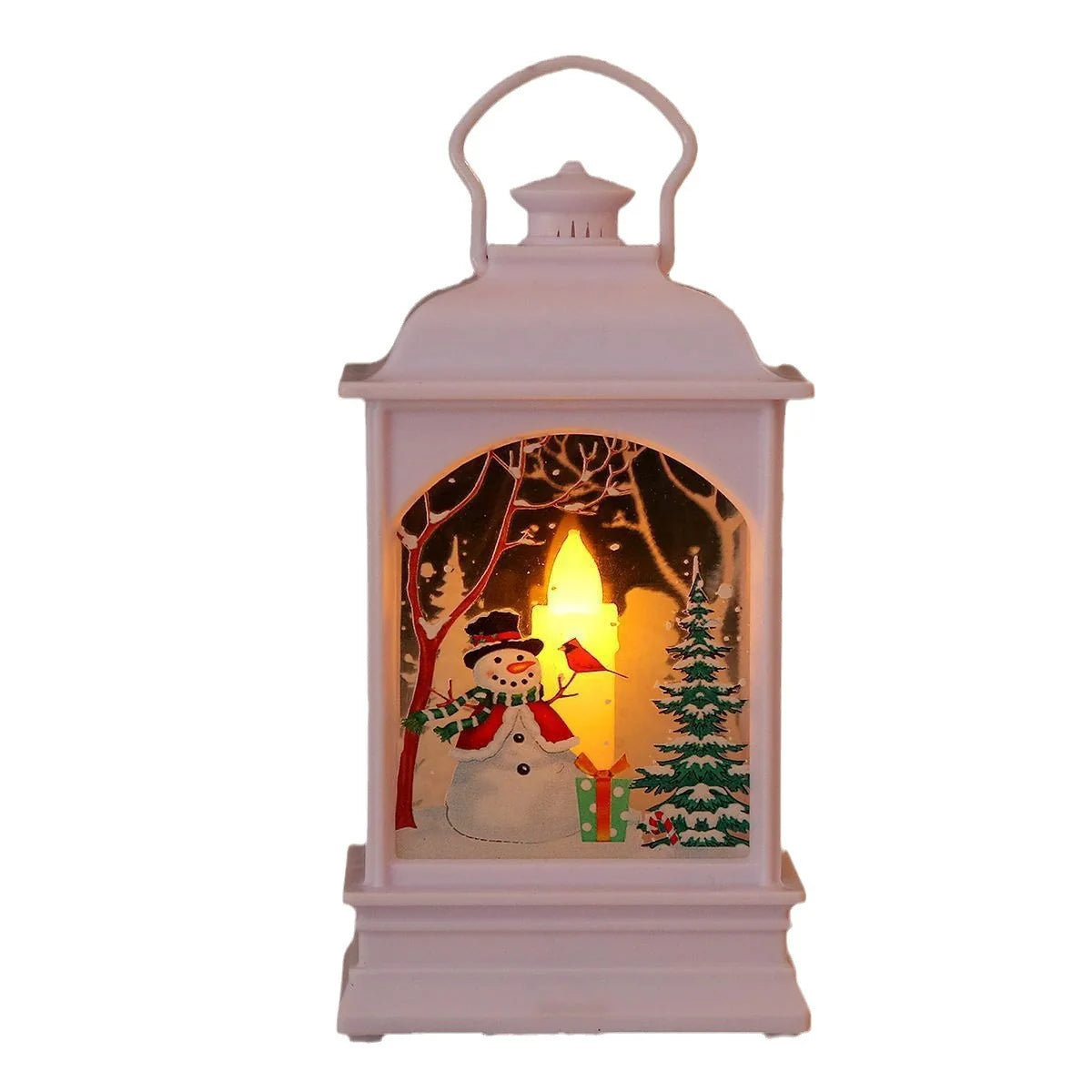 Christmas Lantern LED Warm Light Moving Santa Motif