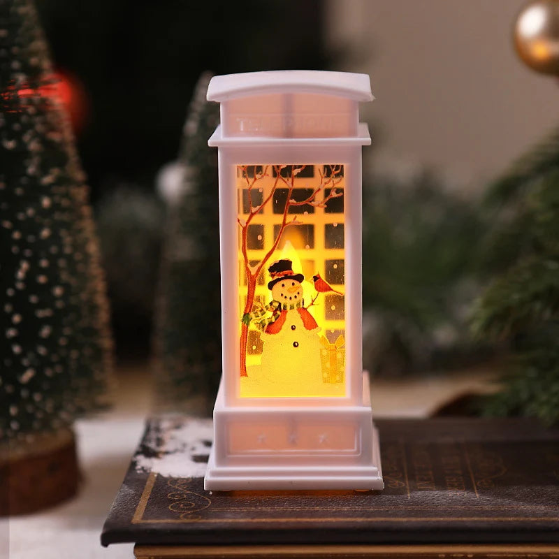 Christmas Lantern LED Warm Light Moving Santa Motif