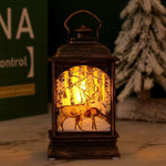 Christmas Lantern LED Warm Light Moving Santa Motif