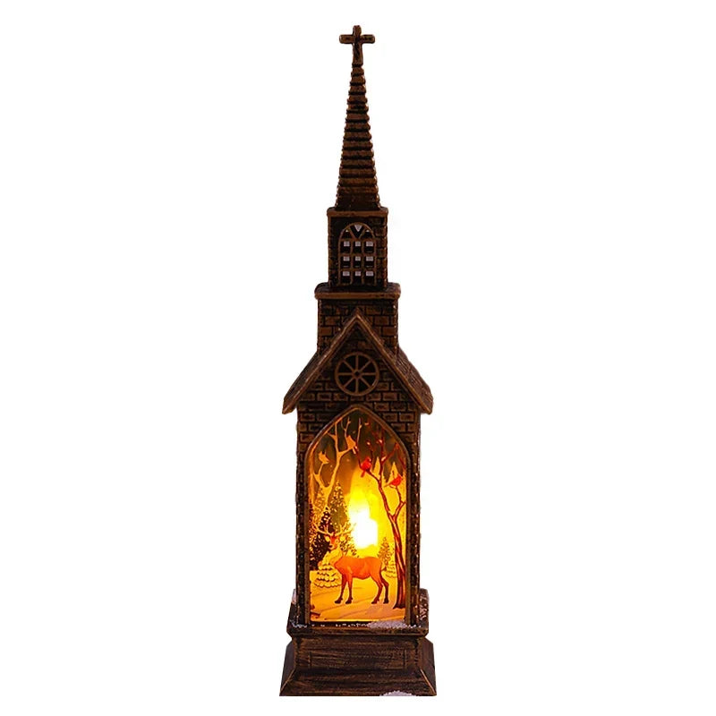 Christmas Lantern Movable Santa & Warm White LED